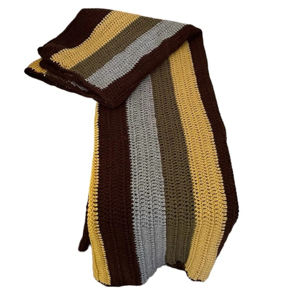 Handmade Multi-Colored Striped Crochet Home Decor Throw Blanket Approx: 49”x49” - Picture 6 of 11